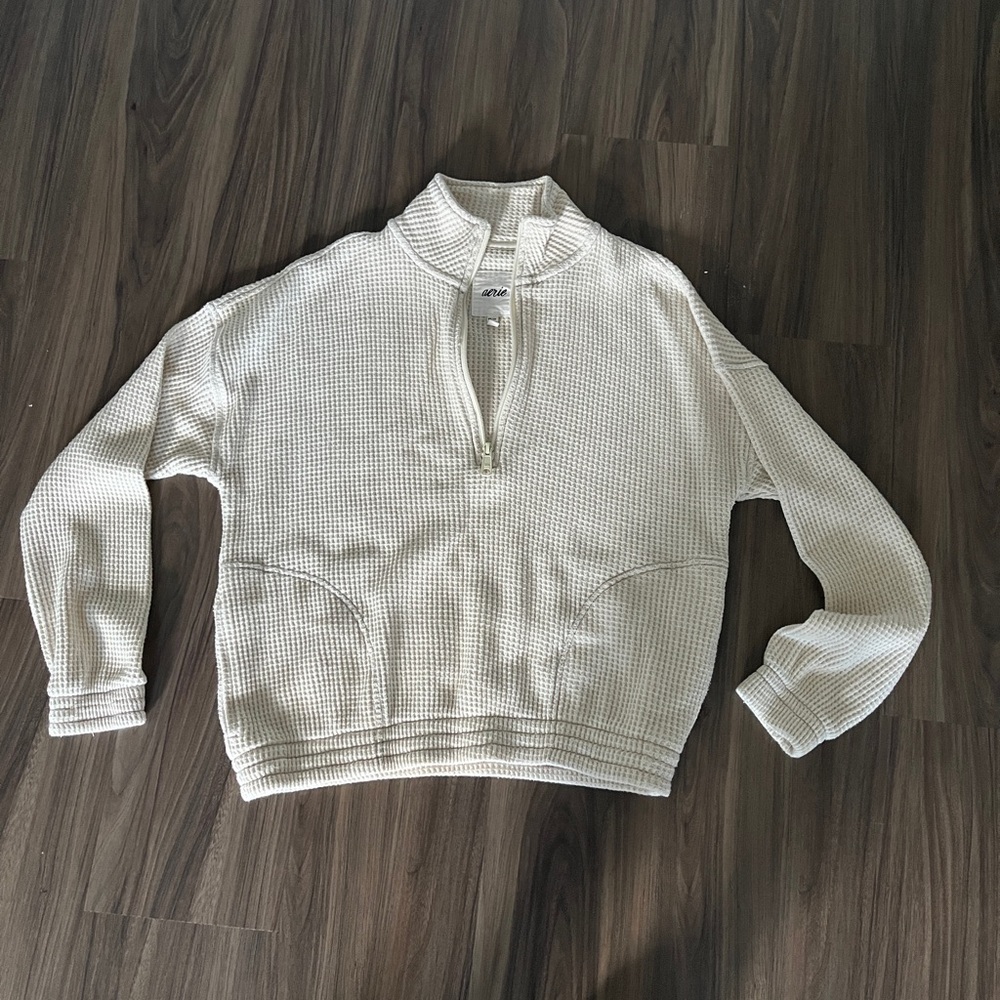 Aerie cream/oat quarter-zip pullover